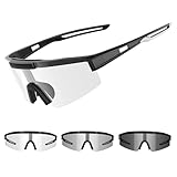 Sportbrille Polarisiert Radsportbrillen Fahrradbrille Schnelle brille für Herren Damen Sport Sonnenbrille UV400 Klar Laufbrille für MTB Rennrad Fahrrad Ski Rave Schwarz/Grau