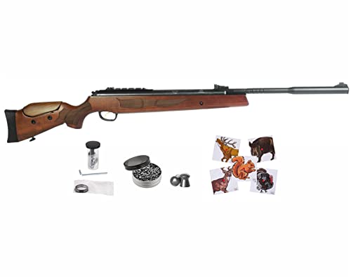 Wearable4U Hatsan MOD 135 Vortex QE .22 Cal Air Rifle, Walnut 100x Paper Targets and 250x .22 Cal Pellets Bundle