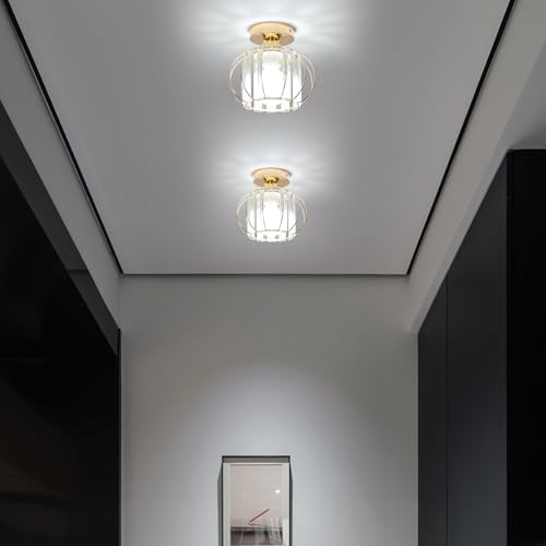 Goeco Plafonnier Cristal Or Moderne Ø 19 CM Douille E27 – vue 5