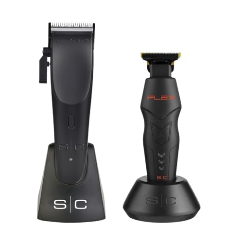 StyleCraft Ergo Cordless Hair Clipper + Flex Compact Trimmer Bundle | Magnetic Motor Clipper & High-Torque Trimmer | Professional Barber & Stylist Kit