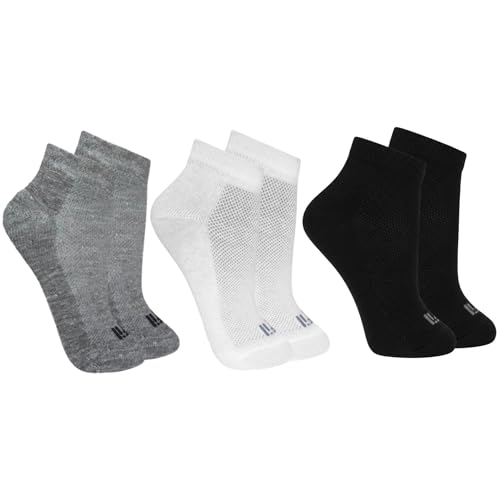 TRIFIL Kit 3 Pares de Meia Soquete Cano Curto em Algodão Respirável e Poliamida Dry Fit, 1 Branco - 1 Mescla - 1 Preto, 39-44