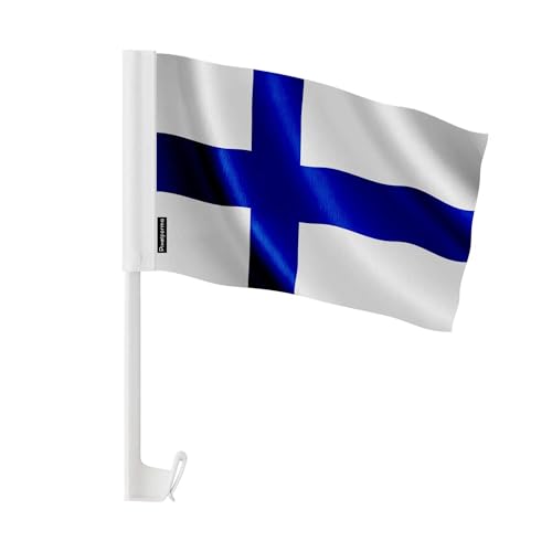 Drapeau voiture Finlande polyester 30x45cm indéchirable pour vitres de voiture x50