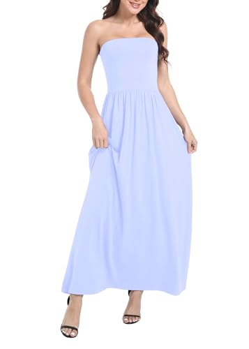 Image of Urban CoCo Summer Strapless Ruched Maxi Dress for Women Sleeveless A Line Flowy Party Wedding Guest Long Dresses