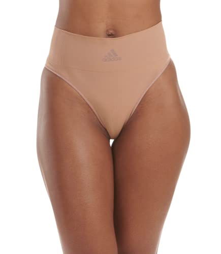 AdidasWomensMicro-stretch Seamless Thong Panties, SinglesToasted AlmondSmall