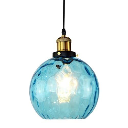 KBUUKYYXouy Lampe à suspension en verre boule d'ondulation d'eau bleue nordique lustre suspendu éclairage plafonnier moderne tête unique for chambre...