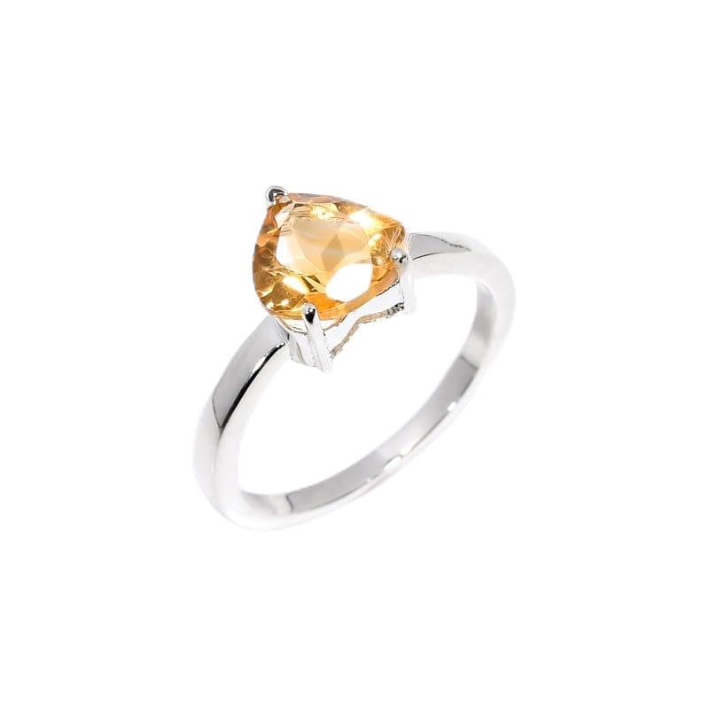 Bague en pierre précieuse Citrine et argent 925 de haute qualité pour femme