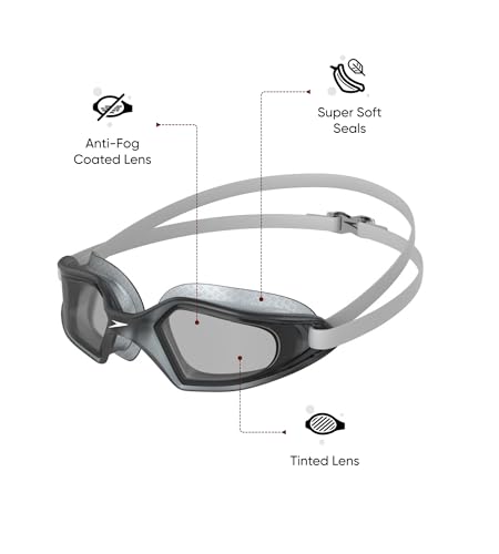 Speedo Hydropulse One Size White/Gray UV Protection Safety Glasses with Adjustable, Cushioned Head Strap and Wide Vision Lenses