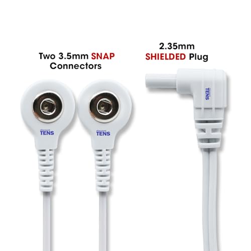 Image of Discount TENS - 2.35mm Plug Lead Wires - 2 Snap Connectors - Pack of 2 | Molded strain-relief sleeves, durable flexible insulated cable resists kinking and breakage, connects 2 electrodes per wire