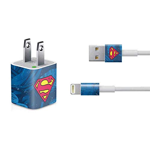 Skinit Decal Other Skin Compatible with iPhone Charger (5W USB) - Officially Licensed DC Comics Superman Logo Background Pattern Design