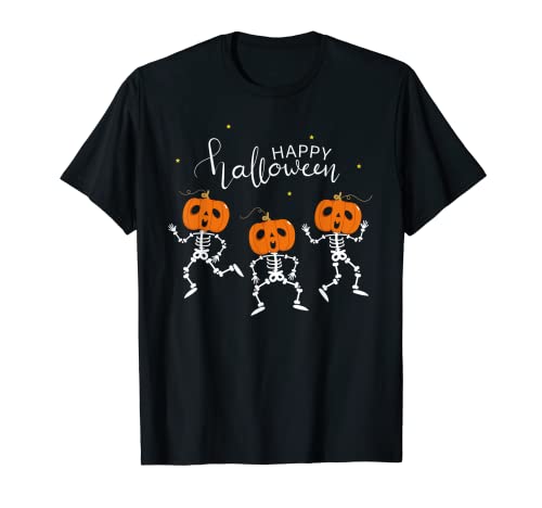 Camiseta Feliz Halloween Con Divertidos Esqueletos Bailando Camiseta
