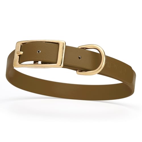 Image of Viper Biothane Heavy Duty Waterproof Dog Collar Strong Coated Nylon Webbing w /Solid Brass Hardware Odor-Proof Easy to Clean High Performance Fits Small Medium or Large Dogs, Coyote Brown