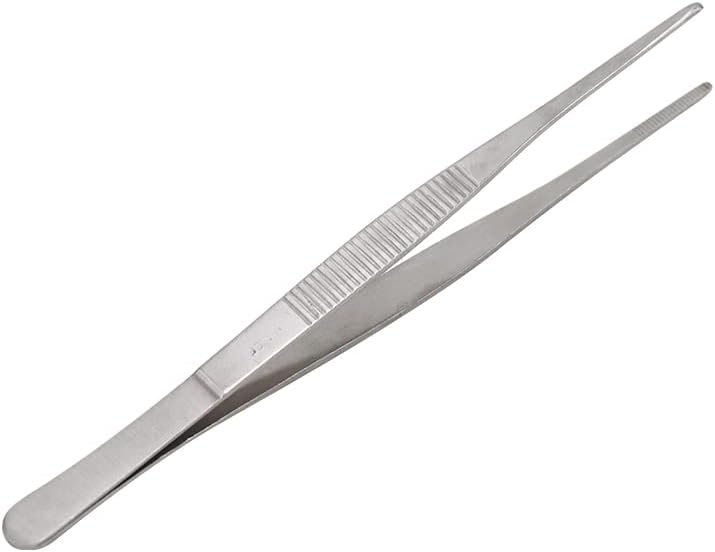 1pc 14/16/18cm Stainless Steel Dental Surgical Instrument Tweezer Dental Forcep Serrated Straight Tip Durable Dental Lab Tools (Color : 14cm)