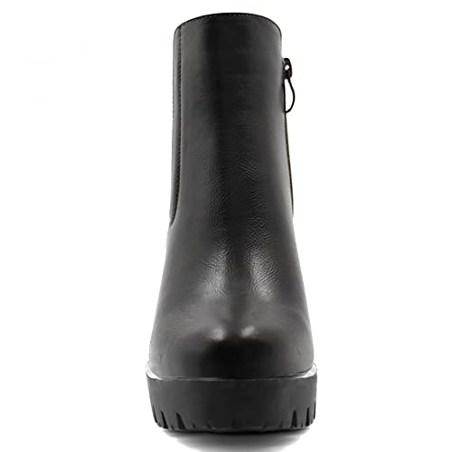 Allegra K Women's Chunky High Heel Platform Ankle Boots3