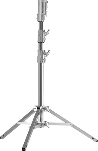 Image of Kupo Low Mighty Stand, Heavy Duty Stainless Steel Combo Stand with Triple Function Universal Head, Leveling Leg, Low Height High Load Support, Max Height 6.7' (KS300312)