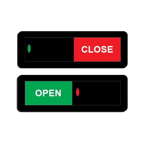 Image of Open Close Slider Privacy Signage Board for Business Door - Self Adhesive and Double Tape for Any Surfaces Material: Acrylic, Black
