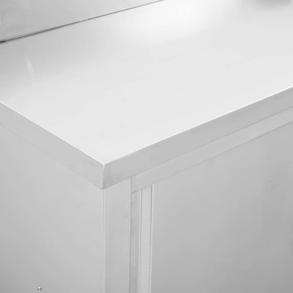 Armadio da lavoro con ante scorrevoli in acciaio inox, 100 x 50 x (95-97), piedini regolabili, spazio per forniture gastronomiche, attrezzature da cucina, ideale per ristorante, hotel, mensa