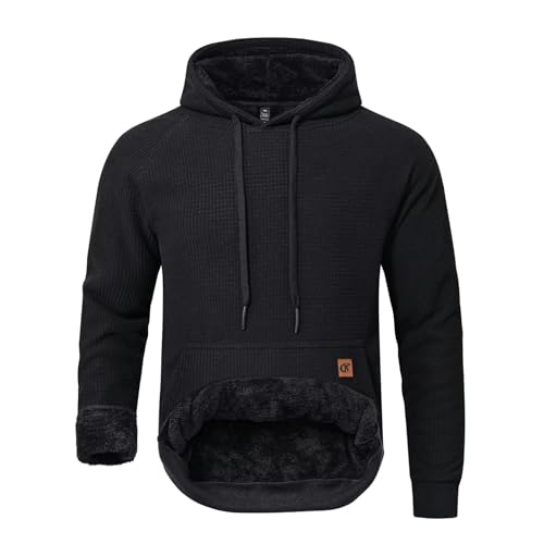 Yundobop Men's Heavy Pullover Hoodies Sherpa Fleece Lined Thick Winter Warm Hooded Sweatshirt with Kangaroo Pocket