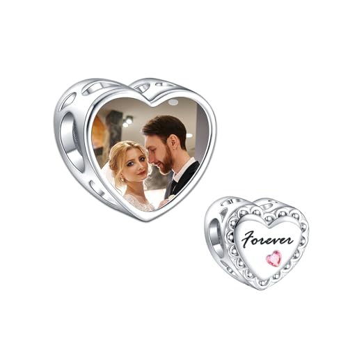 LaMenars Forever Love Personalizada Foto Charm Para Esposa 925 Sterling Silver Joyería Cuentas Adecuado para Mujeres Pulseras y Cadenas