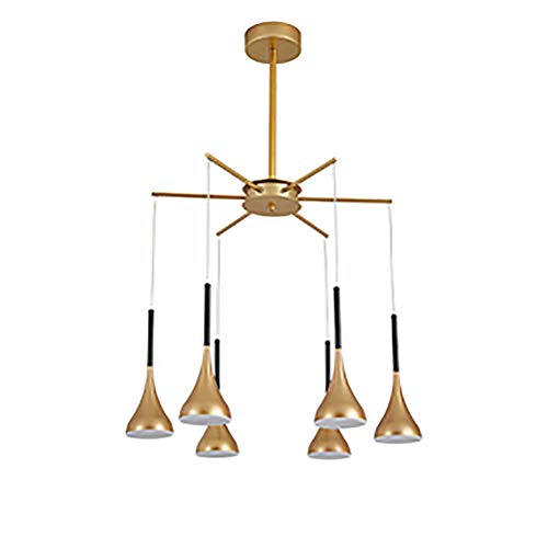 Chandelier LED nordique 6 têtes or et bronze pour salon et hôtel