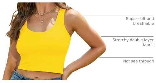 Image of Women's Sexy Sleeveless Crop Tops Double Layer Scoop Neck Cropped Tank Top