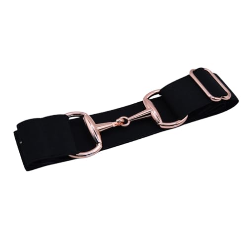 Kids 1.5 inch Elastic Equestrian Belt, Horse Riding Belt with Rose Gold Bit Buckle