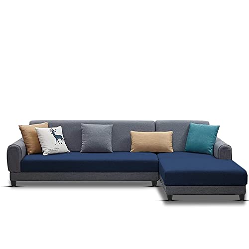 Image of Kraven RHS 6 Seater L Shape Sofa Set for Living Room (Blue Grey Fabric)