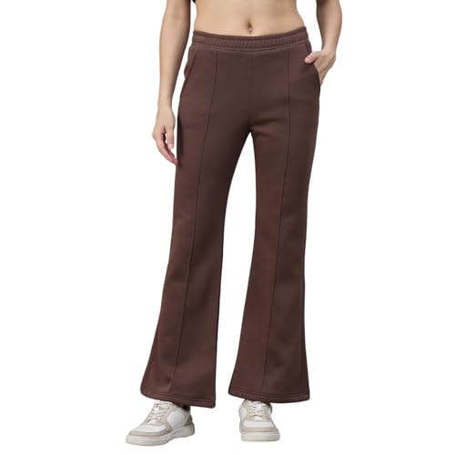 Image of 98 Degree North Women Flared Fleece Track Pants-GL1315-ALMOND