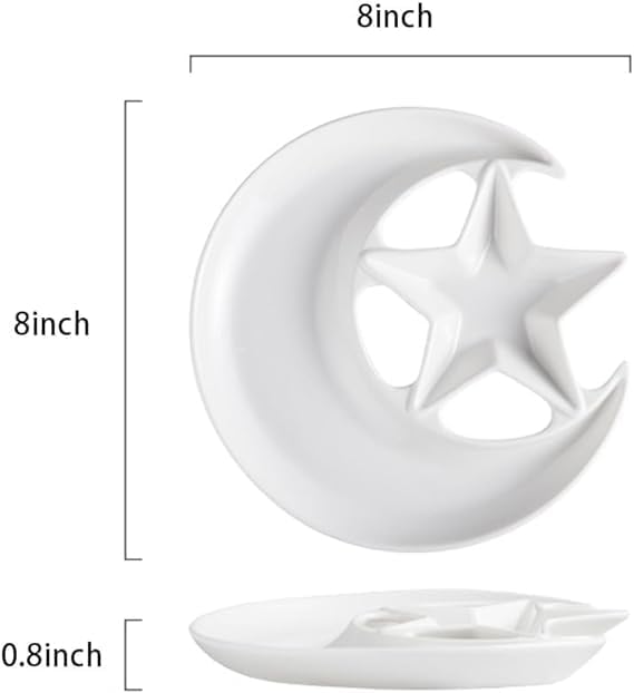 123Arts 2 Platos de Cerámica Forma Luna y Estrella miniatura 3