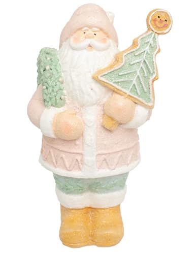 Image of Boston International Christmas Statue Tabletop Figurine Winter Holiday Decorations for Home, 7.25 inch, Pink Santa Sugar