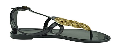 Giovani Donne - Women's Open Breezy Toe Flat Thong Sandals - Black - 02/8 #TOP2