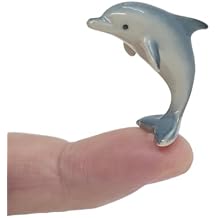 WitnyStore Tiny 118" Blue Gray Dolphin Tail Down Figurine - Miniature Hand Made Ceramic Dolphins Porpoises Whales Marine Mammal Aquatic Sea Animals Porcelain Decorative Collectible Figures Decor Gifts
