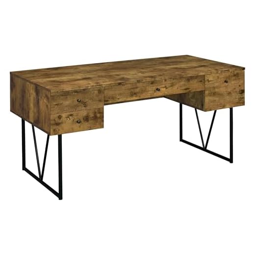 COASTER Analiese 4-Drawer Writing Desk Antique Nutmeg and Black