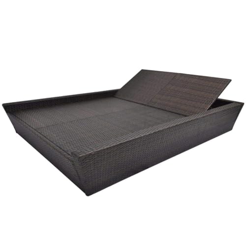 Image of BRISHI Outdoor /Pool Side /Garden /Balcony /Porch /Backyard /Terrace /Patio /Beach /Rectangular Sofa Sunbed Wicker and Rattan Daybed (Brown /White)