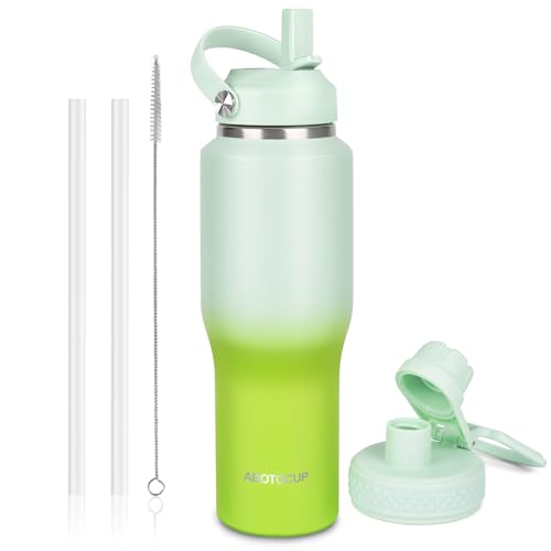 Image of ABOTOCUP 32oz Insulated Water Bottle, Fit in Any Car Cup Holder, Water Bottle with Straw Lids, Stainless Steel Insulated Water Flask Double Wall Leak-proof BPA Free to Keep Cold&Hot
