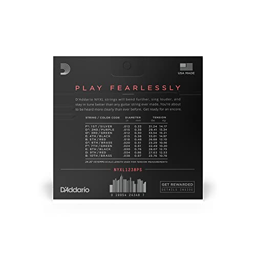 D'Addario NYXL1238PS Nickel Wound Pedal Steel Guitar Strings, Custom Light, 12-38