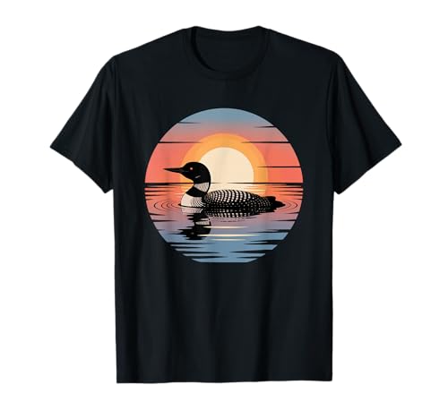 Loon Bird Watcher Sunset Common Loon T-Shirt