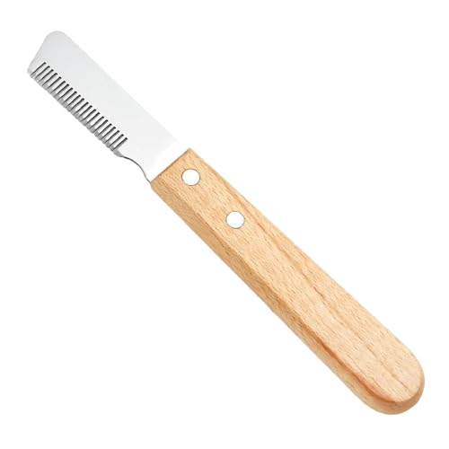 Trimmmesser für Hunde,Edelstahl Trimmer für Katzen Hund,Hundefellpflege Trimmmesser,Trimm Messer Pflegemesser,Trimmkamm Hund mit Holzgriff,Unterwolle Trimmesser für Rauhaardackel Hunde Terrier Dackel