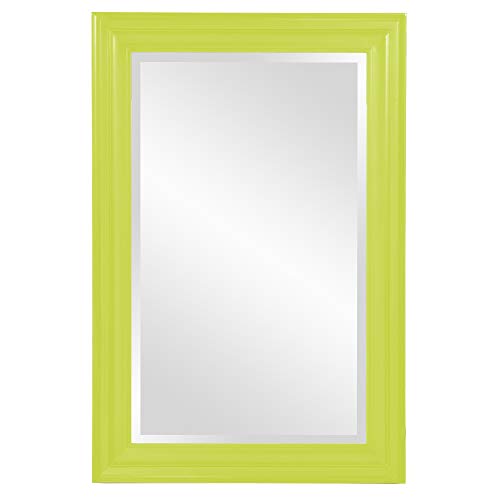 Image of Howard Elliott George Rectangular Glossy Green Wall Mirror, Rectangle Hanging Wood Framed Vanity Mirrors for Home Decor, Living Room, Bathroom, Bedroom, or Hallway, 24 x 36 Inch