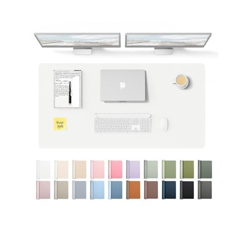 YSAGi Leather Desk Protector, Office Mat, Large Mouse Mat, Non-Slip PU Leather Blotter, Laptop Desk Pad, Waterproof Writing Pad for Office and Home (W