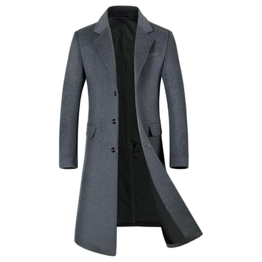 YOUTHUP Herren Mantel Slim Fit Winter Wollmantel Langer Wolle Übergangsmantel Wintermantel für Business Freizeit, Grau (Dick), XL