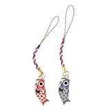 [ZUNOXAZ] 2個 開運鯉ぼりチャーム 携帯ストラップ ペンダント キーホルダー バッグ飾り 和風デザイン 鮮やか耐久製 ラッキーアクセサリー