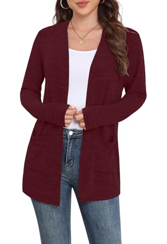 Image of Yincro Womens Lightweight Cardigan Long Sleeve Open Front Casual Sweater Cardigans with Pockets