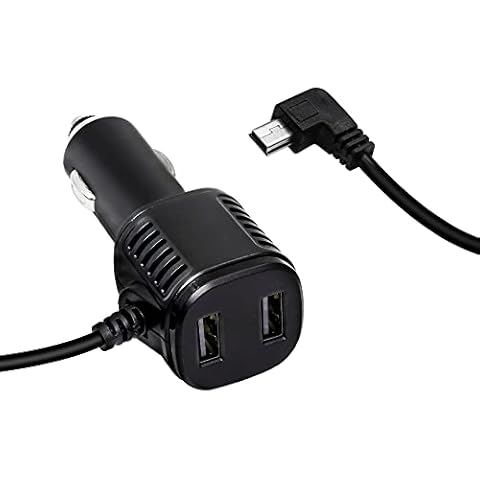 RIIEYOCA Dash Cam Power Lead Mini USB Power Cable with 2 USB Port for Most Dash Camera and GPS Navigation, Compatible with USB Port Devices(3.5m/11.48ft) Cover