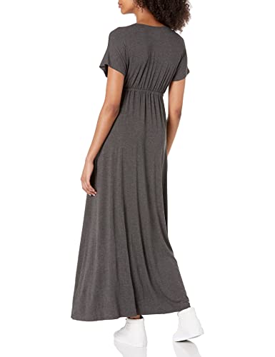 Image of Amazon Essentials Women's V Neck Short Sleeve Waisted Maxi Dress (Available in Plus Size)