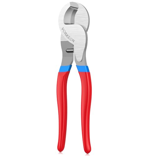 VORXEON Pinza Tagliacavi Professionale 10 Pollici Rossa, Tagliacavi ad Alta Leva per Cavi in Alluminio, Rame ed Ethernet 0-70mm² (Fino a AWG2/0) - Design Robustissimo