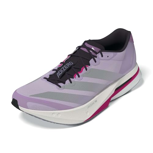 Image of adidas, Womens, Adizero Boston 13 Running Shoes, Powder Plum /Silver Metallic /Shock Pink, 6, B - Medium