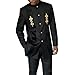 African Suit for Men 2 Piece Set Fashion Velvet Dashiki Jacket and Pants Wedding Outfit Attire Clothing TR6 Black-n3 Large