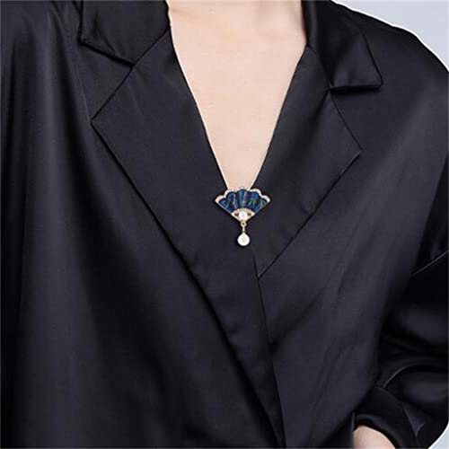 Walnut Hundreds Of Painting Fan Chinese Style Retro Enamel Craft Brooch National Style Clothing Accessories (Color : A, Size : As Shown In The Picture) #TOP6