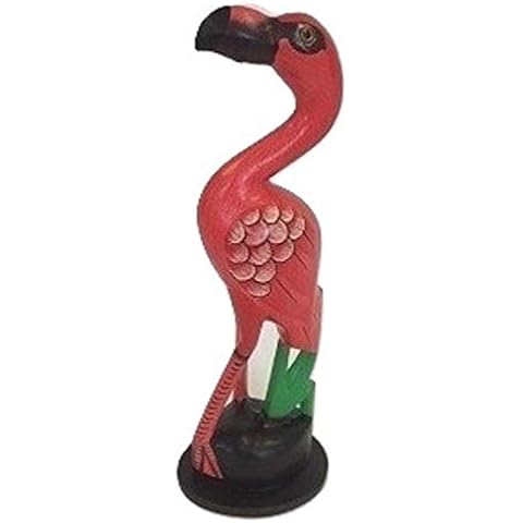 SimplyChill Wooden Hand Carved Tall Wooden Pink Flamingo Painted Great British Birds Indoor/Outdoor Garden Ornament Fair Trade Cover