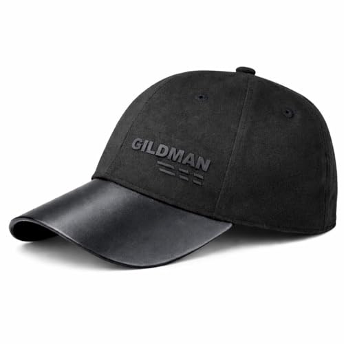 Image of Gildman Luxury Suede Baseball Cap for Men - Black Leather Visor, Adjustable Fit, Premium Street Style Cap